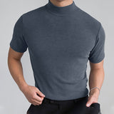 TRYESS Men's T shirt Tee Turtleneck shirt Plain Stand Collar Street Holiday Short Sleeve Clothing Apparel Fashion Casual Comfortable