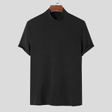 TRYESS Men's T shirt Tee Turtleneck shirt Plain Stand Collar Street Holiday Short Sleeve Clothing Apparel Fashion Casual Comfortable