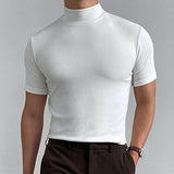 TRYESS Men's T shirt Tee Turtleneck shirt Plain Stand Collar Street Holiday Short Sleeve Clothing Apparel Fashion Casual Comfortable