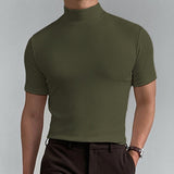 TRYESS Men's T shirt Tee Turtleneck shirt Plain Stand Collar Street Holiday Short Sleeve Clothing Apparel Fashion Casual Comfortable