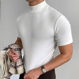 TRYESS Men's T shirt Tee Turtleneck shirt Plain Stand Collar Street Holiday Short Sleeve Clothing Apparel Fashion Casual Comfortable