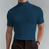 TRYESS Men's T shirt Tee Turtleneck shirt Plain Stand Collar Street Holiday Short Sleeve Clothing Apparel Fashion Casual Comfortable