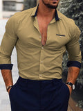 TRYESS- Men's Dress Shirt White Pink Navy Blue Long Sleeve Plain Turndown Spring &  Fall Wedding Going out Clothing Apparel