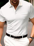 TRYESS- Men's Button Up Polos Polo Shirt Casual Holiday Lapel Short Sleeve Fashion Basic Plain Classic Summer Regular Fit White Burgundy Sky Blue Grey Button Up Polos