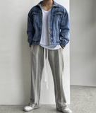 Tryess-TRY No. 10201 DRAWSTRING STRIPED STRAIGHT PANTS