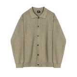 Tryess-TRY No. 5516 KNITTED FULL BUTTON-UP COLLAR SWEATER